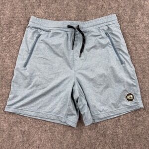 UFC P5 Gym Shorts Large Blue Heathered Zipper Pockets Excellent Mens